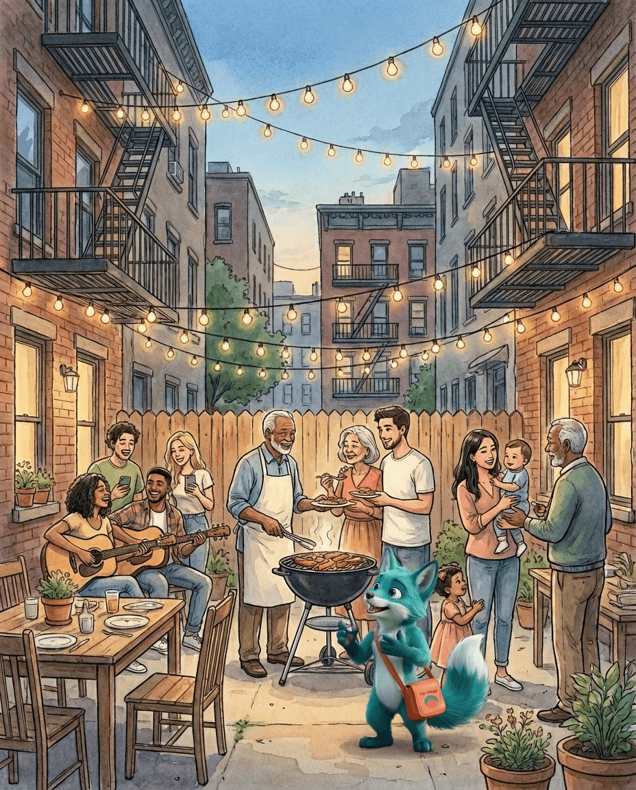 Diverse group enjoying a backyard BBQ together