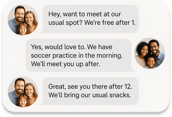 Chat preview showing village interactions